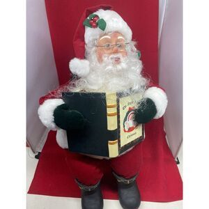 1999 Sitting Santa w/ Cassette Player No Tape 17" Poseable Story Telling Santa